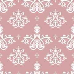 Orient vector classic pattern. Seamless abstract background with vintage elements. Orient purple white pattern. Ornament for wallpaper