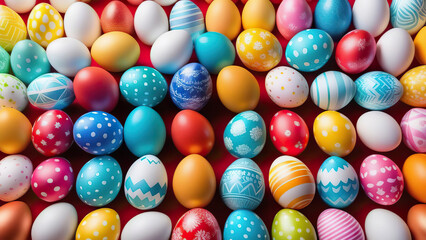 Fototapeta na wymiar Festive Egg Art. Colorful Designs for Easter holiday