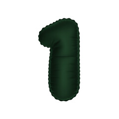 3D deep dark green color helium balloon number 1