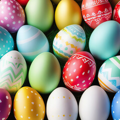 Fototapeta na wymiar Whimsical Egg Patterns. A Playful Display of Easter's Decorated Delights