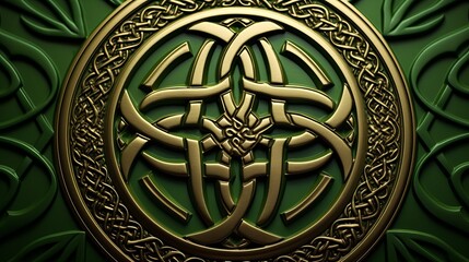 Intricate green celtic knot patterns and abstract designs background for creativity and inspiration - obrazy, fototapety, plakaty