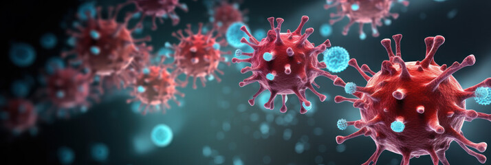 Fototapeta na wymiar Microscopic 3D Illustration of Coronavirus COVID-19 Molecule