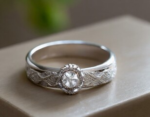 ダイヤ付きの結婚指輪 銀色 ジュエリー