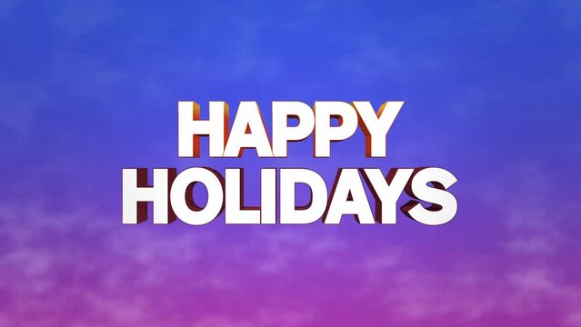 A festive text banner on a purple & blue gradient background with Happy Holidays written in white & blue fonts, representing the holiday spirit
