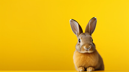 Brown rabbit with copy space background