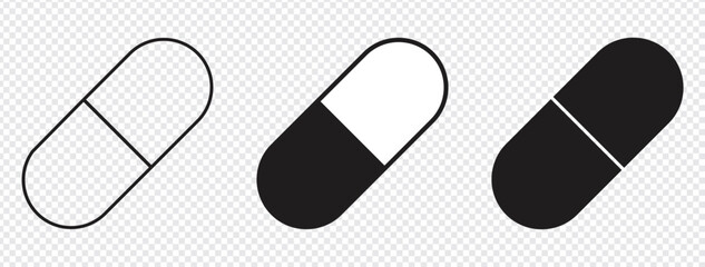 pill icon set. medicament and pharmaceutical symbol. medical design element. Eps 10