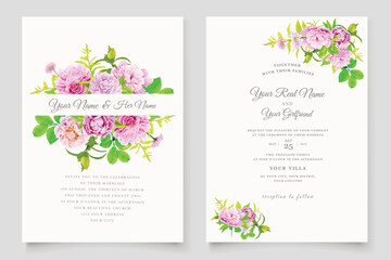 hand drawn peonies background and frame design