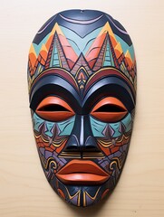 African Tribal Mask Designs: Majestic Peaks and Cultural Art Merge in Mountain Landscape