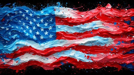 Painted American Flag A Colorful Celebration of National Pride Generative AI - obrazy, fototapety, plakaty