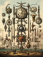 Antique Nautical Instruments: A Maritime History Landscape Poster of Collectible Posters