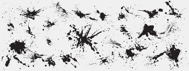 Set of black splashes.Vector paint splatters.