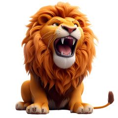 A 3D animated cartoon render of a majestic lion roaring. Created with generative AI.