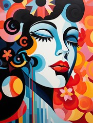 Bold Pop Diva Portraits: Abstract Landscape with Diva and Abstract Patterns