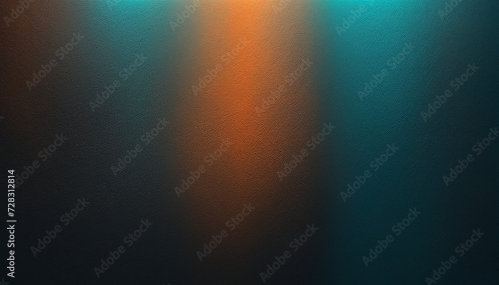 Wall mural dark grainy textured web banner poster cover design, teal orange cyan black smooth color gradient ba