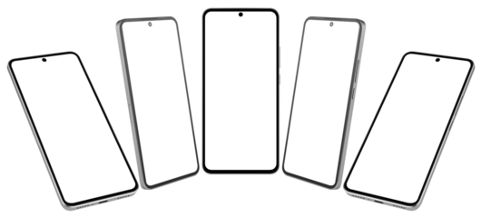 mockup Smartphone, mobile phone, blank screen, isolated on white background, full depth of field