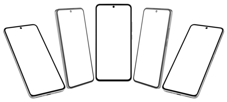 mockup Smartphone, mobile phone, blank screen, isolated on white background, full depth of field