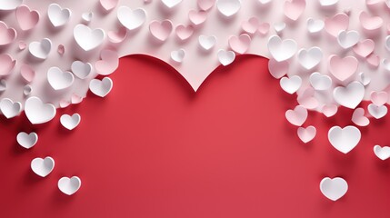 Valentine's Day backdrop featuring delicate white paper hearts and a blank card, lovely themes
