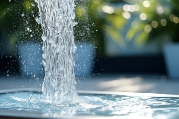 a fountain with a water spray in spa. generative ai - obrazy, fototapety, plakaty