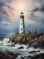 Coastal Lighthouse Views: Guiding Light Seascape Canvas Wall Art