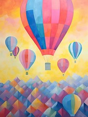 Obraz premium Colorful Hot Air Balloon Art: Dawn Painting of Balloons in Early Light