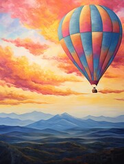 Fototapeta premium Colorful Hot Air Balloon Art: Dawn Painting of Balloons in Early Light