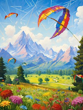 Colorful Kite Festival Scenes: National Park Art