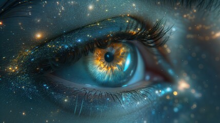 eye with space reflection macro