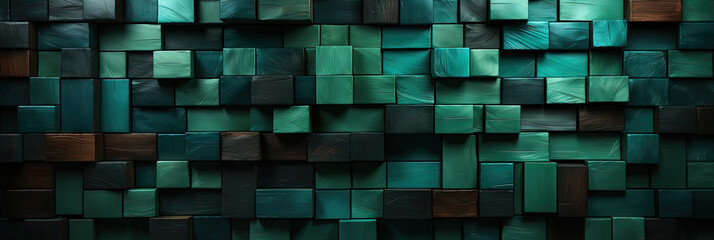 dark green abstract background wallpapers, green wood blocks background,geometrics,green and gold 3d background	
