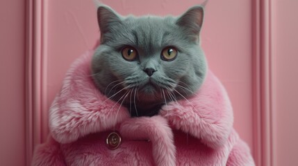 portrait of a cat in clothes