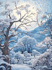 Intricate Arabesque Patterns Winter Wonderland: Snowy Art Exquisite in its Detail