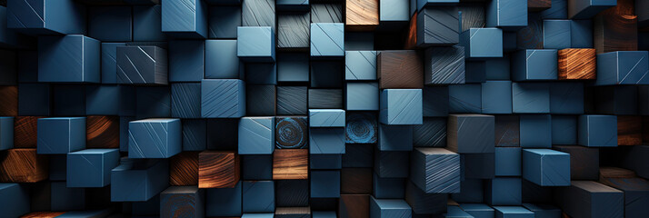 navy blue abstract background wallpapers, blue wood blocks background,geometrics,Black and gold blue 3d background	