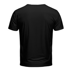 Blank Black T-Shirt Template: Front and Back View isolated on white background 