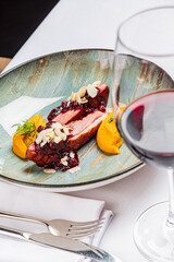 duck fillet with pumpkin and sauce