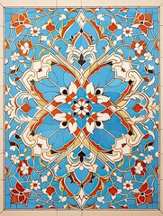 Vintage Arabesque Delight: Middle Eastern Mosaic Patterns - Classic Art Print