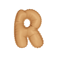 3D beige bisque pastel color helium balloon letter R