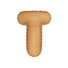 3D beige bisque pastel color helium balloon letter T