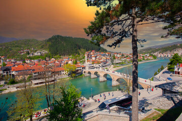 Konjic Old Bridge Above Neretva River - Konjic, Bosnia and Herzegovina, Europe