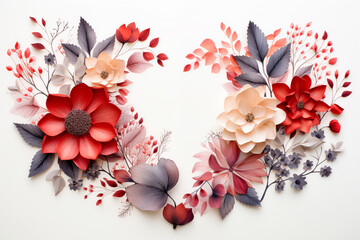Valentine's day background with heart and flowers.  Greeting card mockup