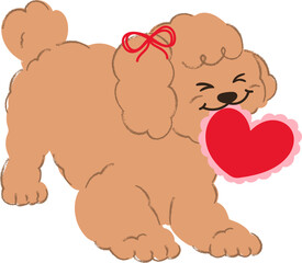 Cute dog with heart clipart vector