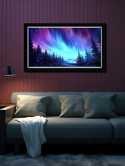North Pole Aurora Scenes: Framed Landscape Print with Stunning Aurora in Frame Designs