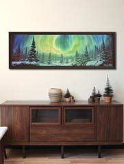 North Pole Aurora Scenes: Panoramic Wall Art Capture the Beauty of Scenic Vista Views