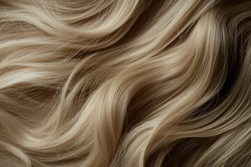 Fototapeta premium Close up view of a womans beautiful blonde hair. Wavy shiny curls. Hair colouring