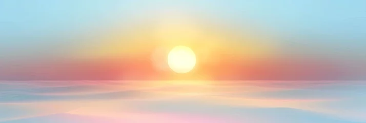 Fotobehang sunset or sunrise  blurred background, Gradient pastel winter sky background.  Blurred twilight foggy horizon, banner poster design template © Planetz