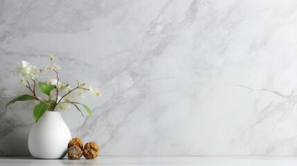 A high-end marble wall with subtle veining, creating a sense of timeless luxury.