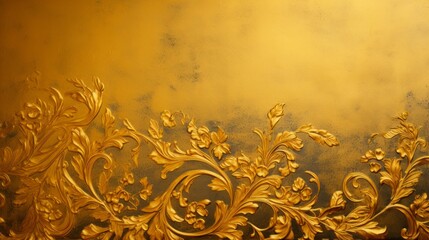 A lavish golden wallpaper adorned with intricate filigree, exuding opulence and sophistication.