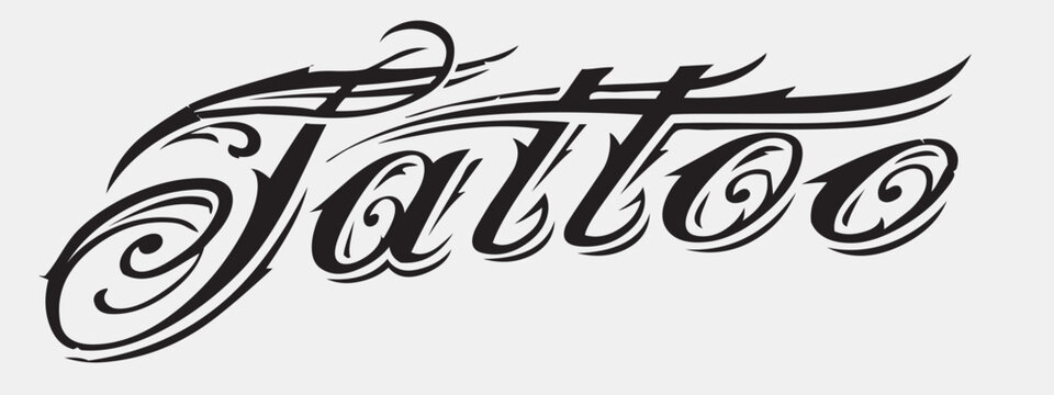 tattoo font. Typography decorative elegant  lettering for logo. vector illustration. stock image.