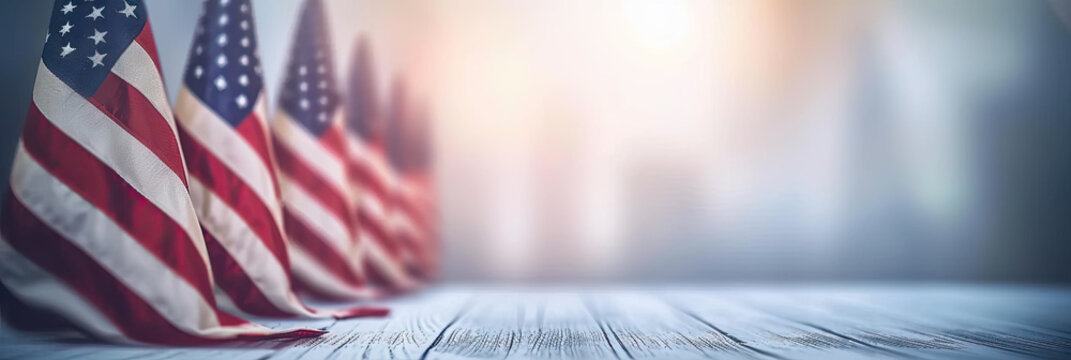 American flag for Memorial Day concept , Labour Day, copy space for text, banner website