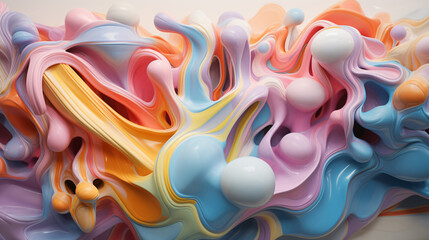 shape emerging from 3d paint multicolor thick