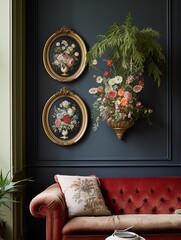 Regal Noble Florals: Royal Botanical Wall Art Portraits