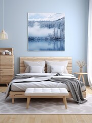 Scandinavian Winter Designs: Frozen Lakes View Canvas Print - Breathtaking Landscape
